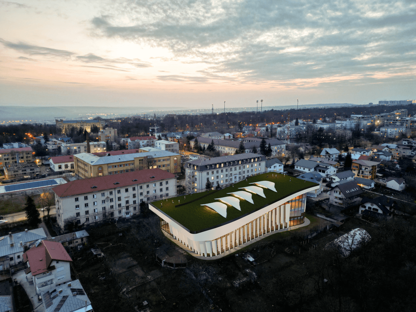 Plan Urbanistic Zonal-Sala de sport UMF Iasi perspectiva aeriana